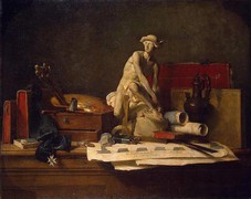 22 Jean-Baptiste Simeon Chardin.Still Life with Attributes of the Arts